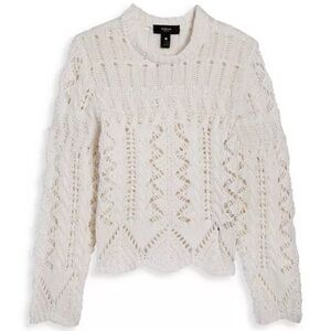NWT Aqua Girls Cream Crochet Knit Sweater Large 10/12